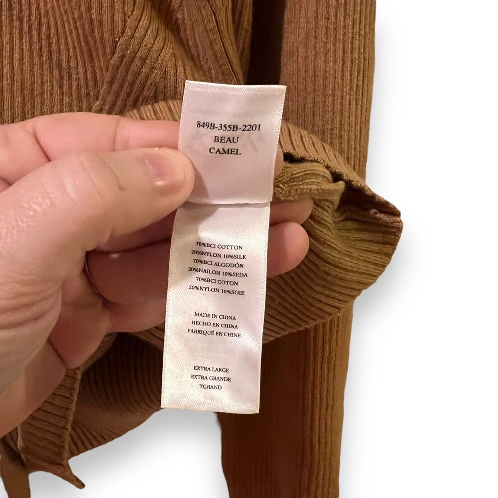 NWT Rails Beau Cardigan XL Camel Tan Silk Blend Quiet Luxury Old Money Preppy - Picture 9 of 12